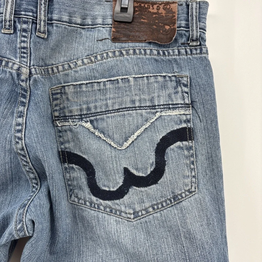JNCO Jeans Mens 38x33 Denim Jeans Blue Slim Straight 101 Light‎ Wash 100% Cotton